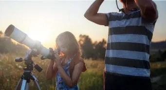  ??  ?? Right: Astronomy is a great family activity as well as one you can embark on alone – or with like-minded astronomer­s as part of a society