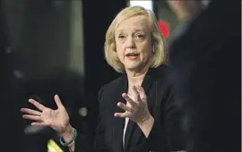  ?? Andrew Burton Getty Images ?? HEWLETT PACKARD Enterprise chief Meg Whitman, seen last fall, says that “America needs the kind of stable ... leadership Secretary Clinton can provide.”