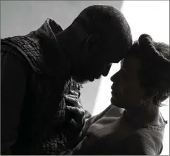  ?? ALISON ROSA/APPLE VIA AP ?? This image released by Apple shows Denzel Washington, left, and Frances McDormand in a scene from “The Tragedy of Macbeth,” premiering at the New York Film Festival.