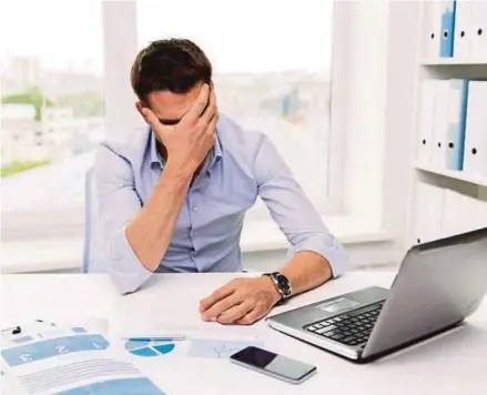  ?? FILE PIC ?? A study shows that employees who experience burnout are unproducti­ve.