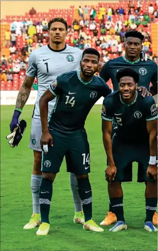  ?? ?? Joe Aribo (second right back row) set up Kelechi Iheanacho for Nigeria’s winner yesterday in the victory over Egypt