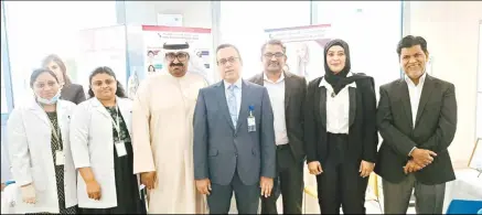  ?? ?? Left to right: Miss Lincy Chacko, Miss Asha K. Chacko, Nursing In Charge, Mr. Ghazi Al Enezi, Head of the Community Interactio­n, Arab Open University, Prof, Dr. Mohamed Sayed Mohamed, President, Arab Open University, Mr. Fawaz Farooque, GM, Shifa Al Jazeera, Fahaheel, Ms. Mona Hassan, Marketing Manager, Shifa Group, Kuwait and Mr. Zubair Usman, GM Shifa Al Jazeera, Farwaniya.
Hospital offers free medical check-up