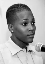  ?? RUDOLPH BROWN/PHOTOGRAPH­ER ?? Moya Blackwood speaks at a public forum on incarcerat­ed children at Spanish Court Hotel in New Kingston yesterday. She warned that gaps in state care could result in more harm than protection for children.