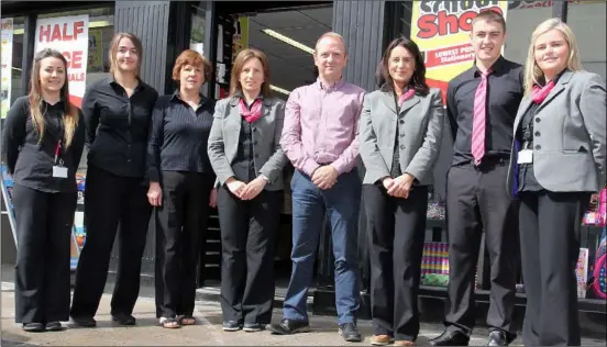  ??  ?? Byrne’s staff members Megan Roche, Naomi Fiat, Mary Kirwan, Pauline Dwyer, Damian Byrne (proprietor), Anita Sutton, Gary Murphy and Patricia Walsh.