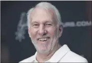  ?? ERIC GAY - THE ASSOCIATED PRESS ?? In this Sept. 30, 2019, file photo, San Antonio Spurs head coach Gregg Popovich talks with the media during NBA basketball media day in San Antonio.