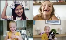  ?? (COURTESY OF JOHNS HOPKINS ALL CHILDREN’S HOSPITAL VIA AP) ?? In this video screen grab provided by Johns Hopkins All Children’s Hospital, cancer survivors Chloe Grimes, Avalynn Luciano, Lauren Glynn and McKinley Moore, clockwise from top left, talk during a virtual reunion from their homes in Florida, on Sept. 17, 2020.