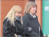  ??  ?? GRIEVING: Tommy Gemmell’s wife Mary, right, arrives at Celtic Park.