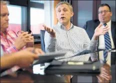  ?? KYLE TELECHAN/POST-TRIBUNE ?? Clerk-Treasurer Chris Stidham speaks during a special meeting of the Board of Works and Safety on Wednesday.