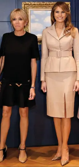 ??  ?? Style showdown: Brigitte Macron and Melania Trump in Brussels