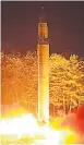  ??  ?? DANGER North Korea missile launch in July