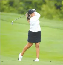  ?? AFP ?? LIZETTE SALAS hits her second shot on the 6th hole during the third round of the Indy Women In Tech Championsh­ip Driven by Group 1001 at the Brickyard Crossing Golf Club on Aug. 18 in Indianapol­is, Indiana.