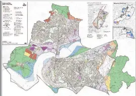  ?? ©Crown copyright 2018 Ordnance Survey ?? Image showing how Green Belt land could be reallocate­d for housing under a major review being undertaken by Halton Council as part of its Local Plan consultati­on. The dark green areas show existing Green Belt with the second showing proposed...