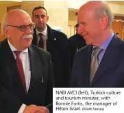  ?? (Motti Verses) ?? NABI AVCI (left), Turkish culture and tourism minister, with Ronnie Fortis, the manager of Hilton Israel.