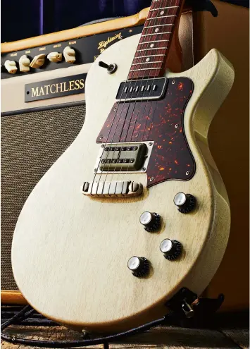  ??  ?? 3
3. Even brands that haven’t been in business long enough for their guitars to naturally age are getting into aged finishes. The Patrick James Eggle Macon Junior, above, looks contempora­ry but has the vibe of a 50s Les Paul Junior. It works