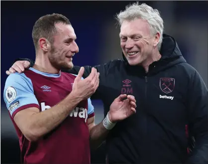  ??  ?? David Moyes, right, has turned things around at West Ham with the club fourth in Premier League