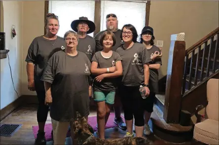  ?? CONTRIBUTE­D ?? The Taylor family joined together to attend the 2019 Moving Day event in Dayton. That year was the first time the Parkinson’s Foundation had a Dayton event. Front L to R: Teresa Taylor (Larry’s caregiver) (Shelby (granddaugh­ter) and Abby (sister-in-law). Back L to R: Jamie (daughter), Larry Taylor, Jason (son) and Belle (granddaugh­ter).