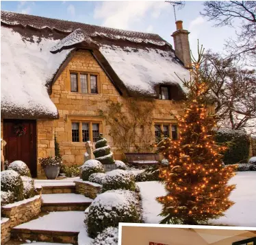  ??  ?? All white: A snowy Cotswolds cottage and, inset, High Hall in Yorkshire