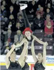  ?? CLIFFORD SKARSTEDT/EXAMINER ?? Elite Skaters' Sarah Sargent is lifted in the air as they perform Hurray for Hollywood.