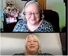  ??  ?? Jackie Weaver, top, in a Zoom meeting with Sue Peachey