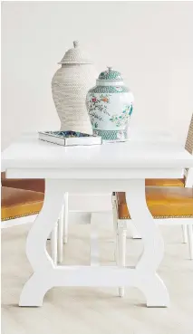  ??  ?? Bungalow 5’s Norwalk Dining Table in white. Bungalow 5.