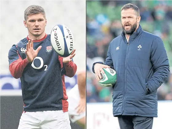 ??  ?? England’s Owen Farrell, left, will meet his father and Ireland coach Andy Farrell at Twickenham today.