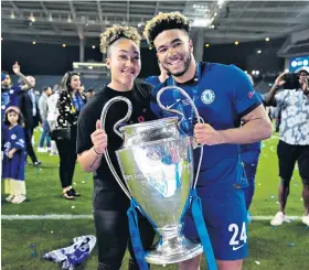  ?? ?? Shared glory: Reece and Lauren James with the Champions League trophy