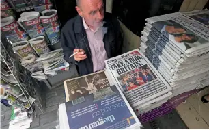  ?? — AP ?? The front pages of Britain’s newspapers reporting on the EU referendum result in London.