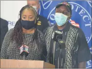  ?? MACOMB DAILY FILE PHOTO ?? Candace and Eddie Hall address the media earlier this month after their home was vandalized and damaged in a racial hate crime.