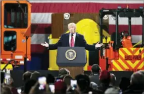  ?? KEITH SRAKOCIC — THE ASSOCIATED PRESS ?? President Donald Trump speaks at H&K Equipment Company on Thursday in Coraopolis, Pa.