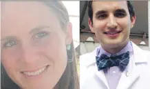 ??  ?? Boston doctors Lauren Zeitels and Victor Fedorov were identified as the two avalanche victims while snowshoein­g at Lake Louise.