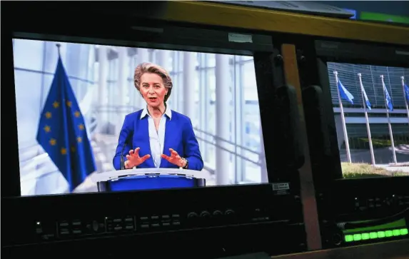  ?? EP ?? La presidenta de la Comisión Europea, Ursula von der Leyen, en un discurso telemático