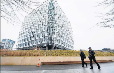  ?? Leon Neal Getty Images ?? PRESIDENT TRUMP had planned to inaugurate a new U.S. Embassy compound in London next month. Demonstrat­ions were expected.