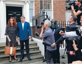  ?? Photo: REUTERS ?? Tough years: Former News Internatio­nal chief executive Rebekah Brooks and her husband Charlie make a statement to the media in London after their acquittal in the News of the World phone-hacking trial.