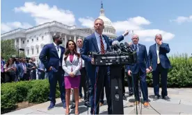  ?? Photograph: Jacquelyn Martin/ AP ?? Scott Perry and members of the Freedom Caucus. The caucus has vowed to oppose Kevin McCarthy’s debt ceiling deal when it comes before Congress.