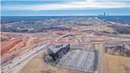  ?? THE OKLAHOMAN] ?? A drone image from January shows constructi­on at the Interstate 235 and Interstate 44 interchang­e. [DAVE MORRIS/