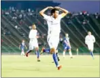  ?? SRENG MENG SRUN ?? Boeung Ket captain Khoun Laboravy celebrates scoring against Lao Toyota in the AFC Cup on January 31.