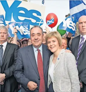  ?? ?? OLD PALS ACT Alex Salmond and Nicola Sturgeon campaignin­g in September 2014