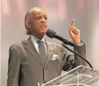  ?? USA TODAY NETWORK ?? The Rev. Al Sharpton speaks during the funeral service for Alvin Motley Jr. at Freedom Baptist Church Aug. 18, 2021, in Hillside, Ill.