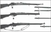  ??  ?? World War I rifles and bayonets