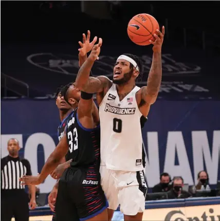  ?? File photo ?? Providence College senior center Nate Watson (0) was one of the few bright spots for a Friar squad that has been going in the wrong direction the last three seasons. SInce the Ruane Developmen­t Center opened three seasons ago, the Friars haven’t made the Tournament.