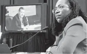  ?? KIRKPATRIC­K FOR THE NEW YORK TIMES ?? Judge Ketanji Brown Jackson, President Joe Biden’s nominee to the Supreme Court, listens as she is questioned by Sen. Ted Cruz, R-Texas, during the second day of her confirmati­on hearing in Washington on Tuesday. T.J.