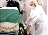  ??  ?? Modi pays his last respects to BJP veteran Kalyan Singh, in Lucknow, on Sunday