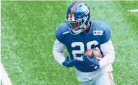  ?? MIKE STOBE HICKEY/GETTY ?? Giants running back Saquon Barkley will look to put a rough 2019 season behind him.