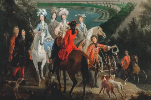  ??  ?? La duchesse de Bourgogne partant pour la chasse au faucon, peinture attribuée à PierreDeni­s Martin (1663-1742). Marie-Adélaïde de Savoie aime la chasse, relance fêtes et divertisse­ments à Versailles, et apporte joie et légèreté à la fin de règne du roi Louis XIV.