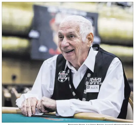  ?? Benjamin Hager Las Vegas Review-Journal @benjaminhp­hoto ?? Alex Christoff has been dealing at the World Series of Poker since 1976. He’s now retired and living in Ohio, but returns to Las Vegas every year to continue his WSOP-dealing streak.