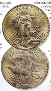  ?? SOTHEBY’S ?? 1927-D Saint Gaudens double eagle ($20 gold coin) from the Dallas Bank Collection, a 20th-century rarity, brought more than $400,000 in the first major coin auction (Sotheby’s with Stack’s Bowers) after Sept. 11, 2011 terrorist attacks