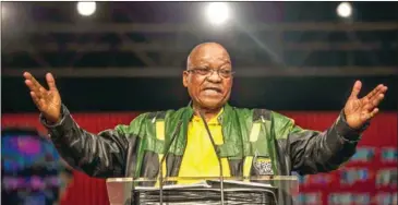  ?? MUJAHID SAFODIEN/AFP ?? South African President Jacob Zuma delivering a speech during a closing session of the South African ruling party African National Congress (ANC) policy conference in Johannesbu­rg on July 5.