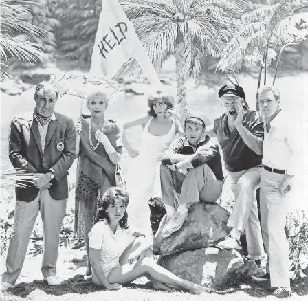  ?? AP ?? Dawn Wells, front, with fellow “Gilligan's Island” cast members Jim Backus, from left, Natalie Schafer, Tina Louise, Bob Denver, Alan Hale Jr. and Russell Johnson.