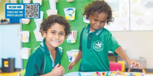  ?? ?? Kuranda District State College prep students Joseph and Jaziah. Picture: Romy Photograph­y