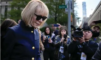  ?? Photograph: John Minchillo/AP ?? Former advice columnist E Jean Carroll departs Manhattan federal court on Monday in New York.